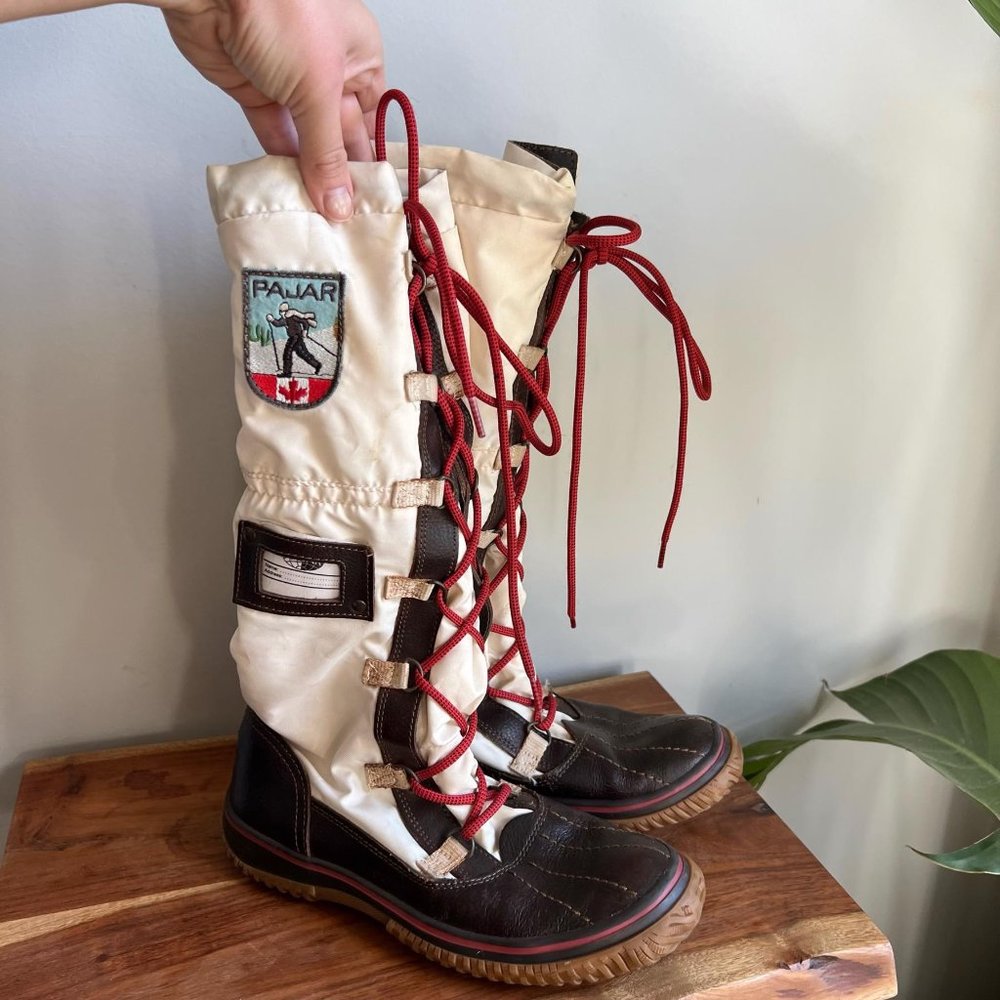 Pajar Canada Tall White Winter Fleece Lined Snow Boots Sz 38